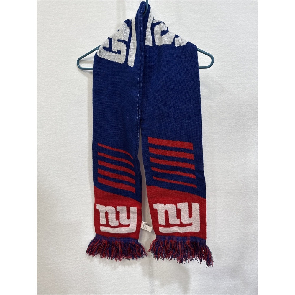 New York Giants NFL Knit‎ Scarf Forever Collectibles Blue Red White Fringe Logo